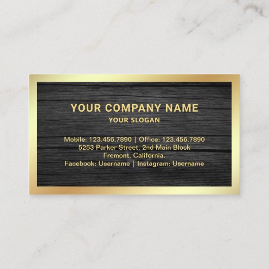Grijs Hout Gouden Folie Vastgoed Foto Realtor Visitekaartje (Achterkant)