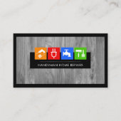 Grijs Hout Laag Handyman Gereedschap Visitekaartje (Voorkant)