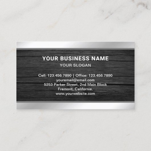 Grijs Hout Laptop PC Computer Reparatie Technicus Visitekaartje (Achterkant)