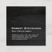 Grijs Hout Moderne Minimalistische Plain Elegant Vierkante Visitekaartje (Achterkant)