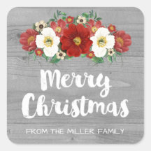Grijs Hout  Rood Bloemen Vrolijk Kerstfeest