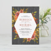 Grijs hout verbrand Sinaasappel Floral herfst brui Kaart (Staand voorkant)