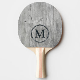Grijs houten monogram tafeltennisbatje