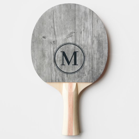 Grijs houten monogram tafeltennisbatje (Voorkant)