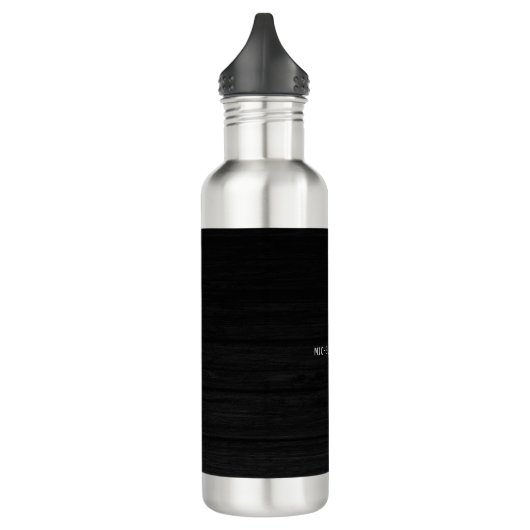 Grijs Houten Ontwerp Achtergrond Duidelijke Leesba Waterfles (Links)