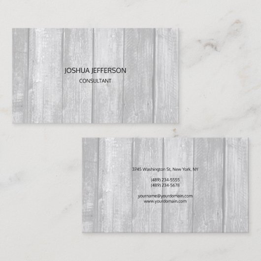 Grijs houten ontwerp Modern Plain minimalistische Visitekaartje (Voorkant / Achterkant)