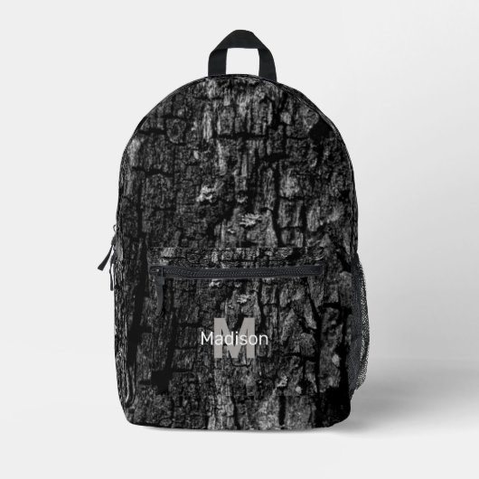 Grijs houten schors aangepaste Monogram naam initi Bedrukte Rugzak (Voorkant)