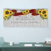 Grijs Houten Terracotta Zonnebloem Rustieke Bruilo Spandoek (Beurs)