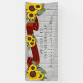 Grijs Houten Terracotta Zonnebloem Rustieke Bruilo Spandoek (Verticaal)