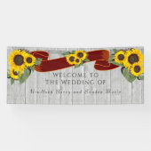 Grijs Houten Terracotta Zonnebloem Rustieke Bruilo Spandoek (Horizontaal)