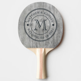 Grijs Houten Trouw Monogram Tafeltennisbatje