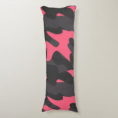 Grijs, houtskool en roze camouflage lichaamskussen (Voorkant Verticaal)