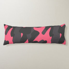 Grijs, houtskool en roze camouflage lichaamskussen