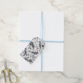 Grijs houtskool vogel toile cadeaulabel (Met Touw)