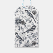 Grijs houtskool vogel toile cadeaulabel (Voorkant)