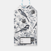 Grijs houtskool vogel toile cadeaulabel (Achterkant)