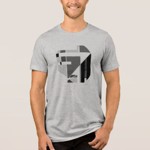 Grijs Houtskool Zwart Geometrische Abstracte MCM L Tri-Blend Shirt