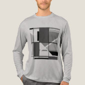 Grijs Houtskool Zwart MCM Look Geometrisch Abstrac Tri-Blend Shirt (Voorkant volledig)