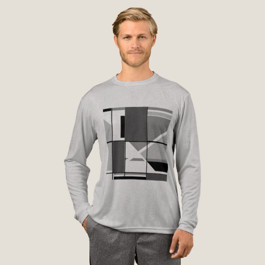 Grijs Houtskool Zwart MCM Look Geometrisch Abstrac Tri-Blend Shirt (Voorkant)