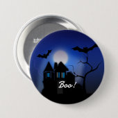 Grijs Huis, Boe! Ronde Button 7,6 Cm (Voorkant /achterkant)