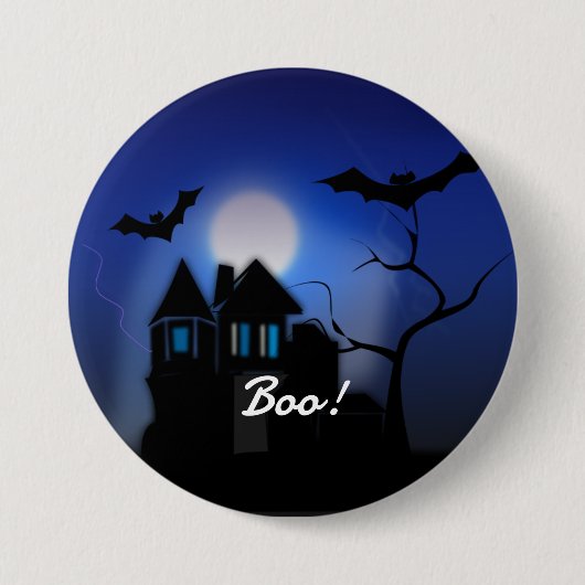 Grijs Huis, Boe! Ronde Button 7,6 Cm (Voorkant)