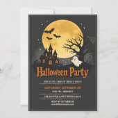Grijs Huis Halloween Feest Kaart (Voorkant)
