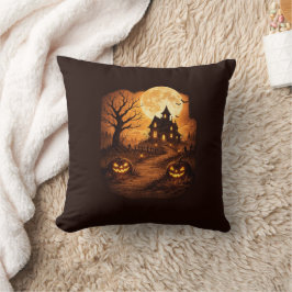 Grijs Huis Halloween Kussen