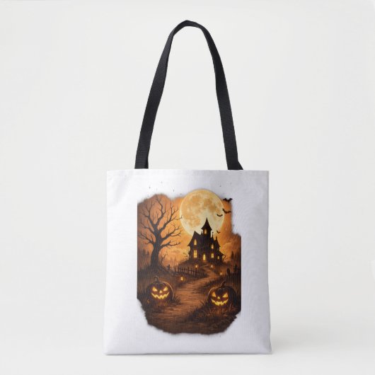 Grijs Huis Halloween  Tote Bag (Voorkant)