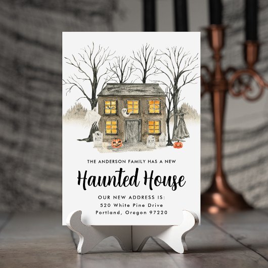 Grijs Huis Halloween Verhuisbericht Aankondiging
