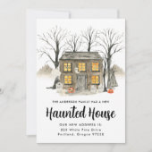 Grijs Huis Halloween Verhuisbericht Aankondiging (Voorkant)