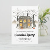 Grijs Huis Halloween Verhuisbericht Aankondiging (Staand voorkant)