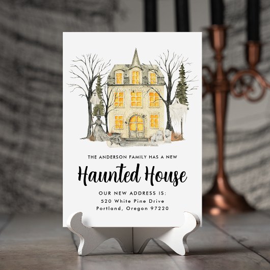 Grijs Huis Halloween Verhuizen Aankondiging