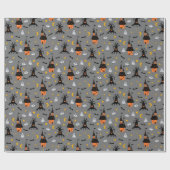 Grijs Huis met Spoken Halloween Cadeaupapier (Vlak)