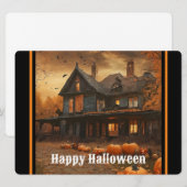 Grijs Huis Pompoen Halloween Collectie Feestdagenkaart (Voorkant / Achterkant)