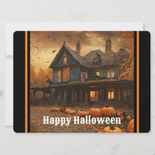 Grijs Huis Pompoen Halloween Collectie Feestdagenkaart
