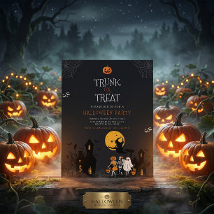 Grijs Huis Trunk or Treat Halloween Kaart