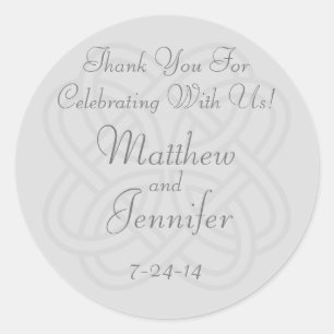 Grijs Iers Keltisch Knoop Custom Wedding Favor Lab Ronde Sticker