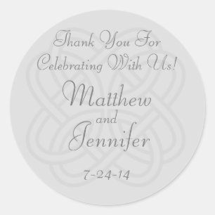 Grijs Iers Keltisch Knoop Custom Wedding Favor Lab Ronde Sticker