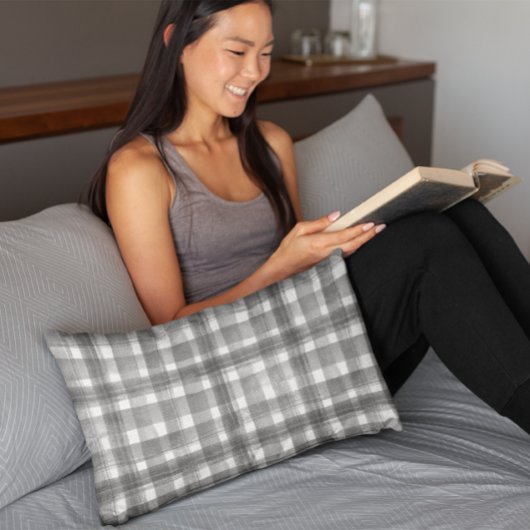 Grijs in witte Waterverf Gingham Gingham Gecontker Kussensloop