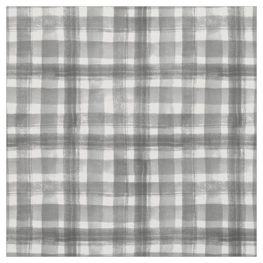 Grijs in witte Waterverf Gingham Gingham Gecontker Stof (Swatch)