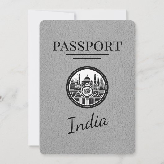 Grijs Indiaas paspoort Bewaar de datum Save The Date (Voorkant)