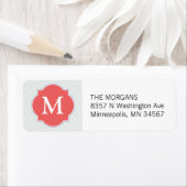 Grijs & Indisch Rood 2 Modern Chevron Custom Monog Etiket (Insitu)