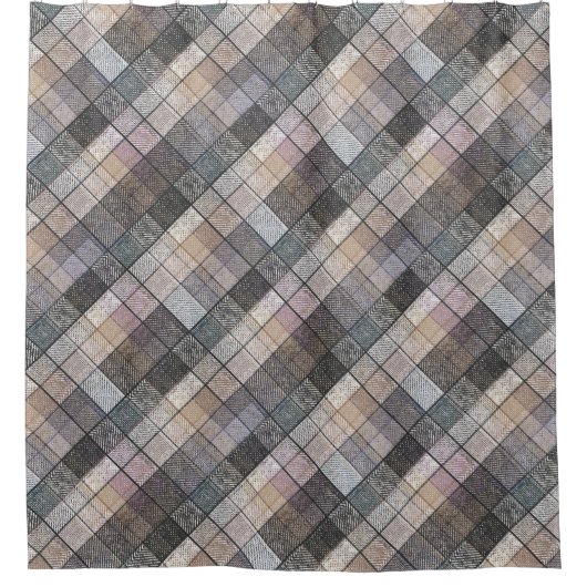 Grijs ingecheckt. douchegordijn (Voorkant)