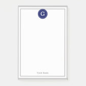 Grijs Ingelijste Ronde Marine 1I Monogram Post-it® Notes (Voorkant)