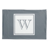 Grijs Initiaal Letter & White Square Kussensloop (Achterkant-Links)