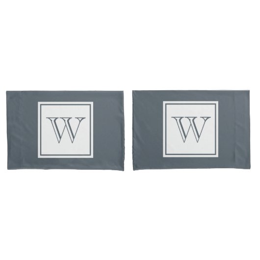 Grijs Initiaal Letter & White Square Kussensloop (Voorkant-Set)
