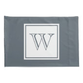 Grijs Initiaal Letter & White Square Kussensloop (Achterkant-Rechts)