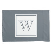 Grijs Initiaal Letter & White Square Kussensloop (Voorkant-Rechts)