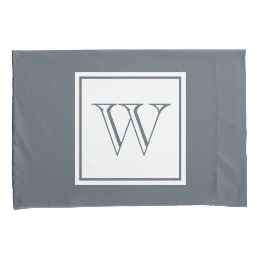 Grijs Initiaal Letter & White Square Kussensloop (Voorkant-Rechts)