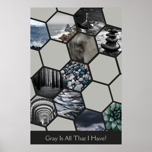 Grijs is alles wat ik heb! 11 Hexagon foto's Colla Poster (Voorkant)